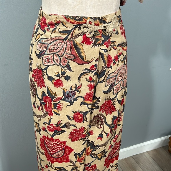 Vintage Susan Bristol Linen Floral Sleeveless Top, Maxi Skirt Mandarin Style 8 - Picture 7 of 16